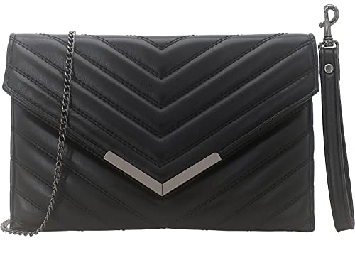 MOJISOLO Quilted Women Envelope Clutch Bag Pouch Purse Medium Foldover Evening Handbag Black