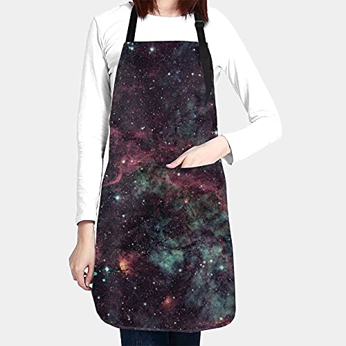 Galaxy Apron With Pockets, Men Women Bib Aprons For Home Kitchen Cooking Chef Waitress Crafting Gardening, Adjustable Waterproof Stain Resistant