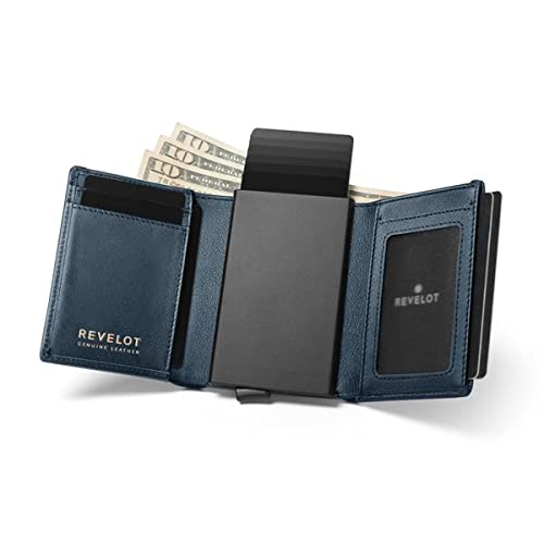Revelot Unisex Trifold Cardholder Wallet / Genuine Leather Wallet / W5 (Blue)