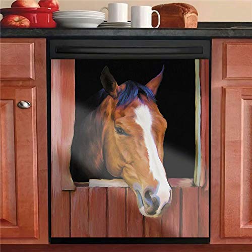 Animal Horse Farm Dishwasher Door Cover Vinyl Magnetic Panel Decal Home Decor 23″ W x 26″ H