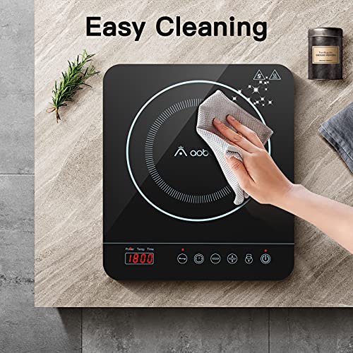 Aobosi Portable Induction Burner Cooktop 1800w Fast Efficient Cooking,Digital Sensor Touch LED Screen Countertop Burner,Electric Stove Cooker Black Crystal Glass Surface 9 Power 10 Temperature Setting With locking function | The Storepaperoomates Retail Market - Fast Affordable Shopping