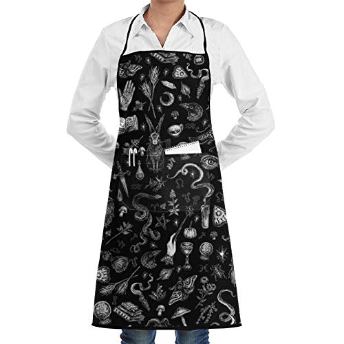 Lhgs5sv Salem Witch in Black Cooking Apron Kitchen Apron Soft Chef Apron with Pocket for Women Men