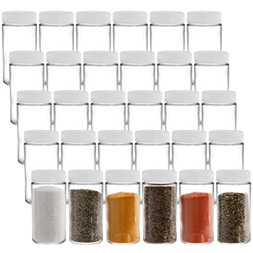 Suwimut 30 Pack Small Glass Spice Jars, 4 oz Mini Empty Round Spice Containers Bottles with Airtight Lid, Food Storage Containers for Home Kitchen, Spices, Sugar, Salt, Pepper, Herbs, Jelly, Dressings, Honey Jars, Decorating Jar