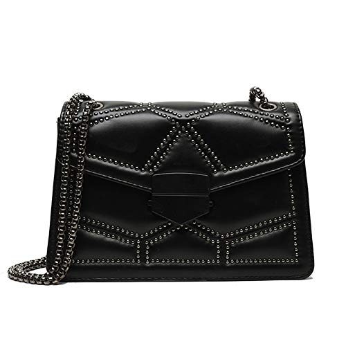 TAGDOT Rivets Chain Small Shoulder Crossbody Messenger Bags for Women Purse and Handbags (Black)