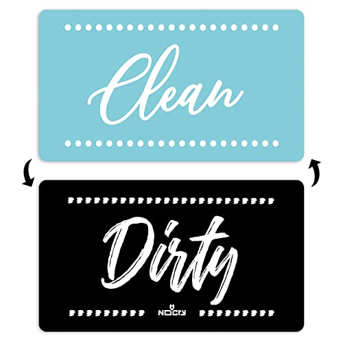 NoCry Dishwasher Magnet for Better Kitchen Organization; Double Sided Clean Dirty Magnet That’s Water Resistant, Reversible and Chic; Comes in Different Designs; Aqua Black