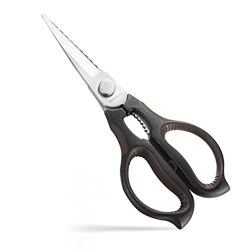 Kitchen Scissors All Purpose Kitchen Shears Heavy Duty Poultry Shears for Chicken Food Meat and Cooking, Stylelish Black mix Brown