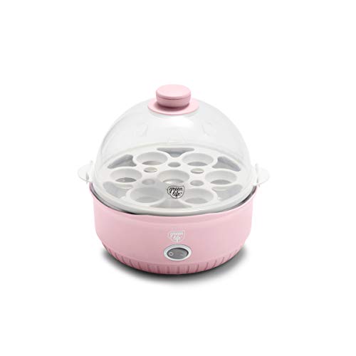 GreenLife Rapid Egg Cooker, 7 Egg Capacity for Hard Boiled, Poached, Scrambled and Omelet Tray, Easy One Switch, Dishwasher Safe Parts, BPA-Free, Pink