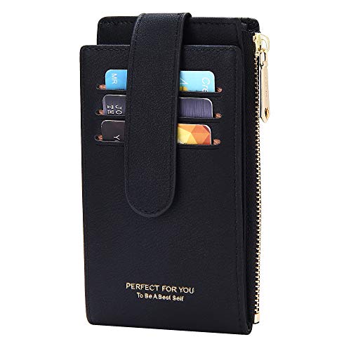 OIDERY RFID Card Holder Wallet for Women Slim Bifold Zipper Card Organizer Wallets with Gift Box