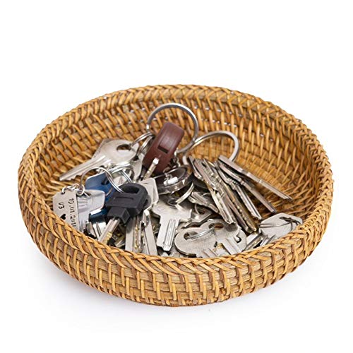Small Key Bowl for Entryway Table Wicker Decorative Bowls Keys Holder Basket Handmade Woven Display Wall Baskets Rattan Fruit Candy Wallet Storage Organizing Kitchen Countertop (XS: 7.3″ Set 1) | The Storepaperoomates Retail Market - Fast Affordable Shopping