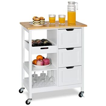 YITAHOME Kitchen Island Cart with Storage, Kitchen Cart for Home, Rolling Serving Utility Trolley Cart On Wheel with 3 Drawers and 3 Storage Shelves, Kitchen Serving Cart for Dining Room, Bar, White | The Storepaperoomates Retail Market - Fast Affordable Shopping