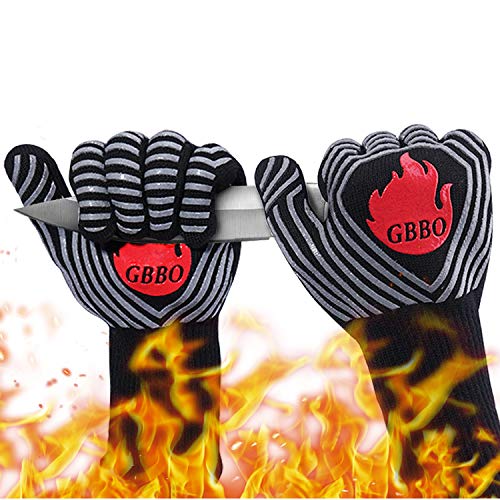 GBBO BBQ Gloves 1472°F Heat Resistant Oven Gloves, Food Grade Premium Non-Slip Silicone Oven Mitts Cooking Gloves for Home Kitchen, Grill Gloves for Barbecue, Cooking, Baking, Welding,Cutting