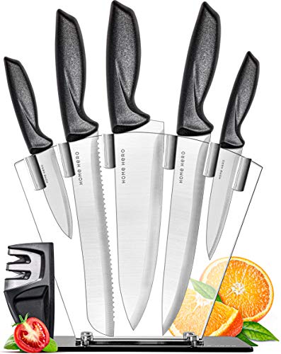 Home Hero Kitchen Knife Set – 7 piece Chef Knife Set with Stainless Steel Knives Set for Kitchen with Accessories