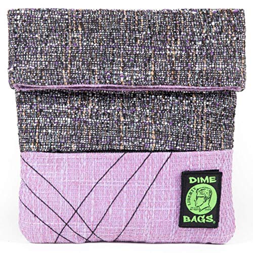 Dime Bags Small Multi-Purpose Bag | Cross Body Hemp Purse with Adjustable Strap & Airtight Baggie Included (Small, Static Purple)