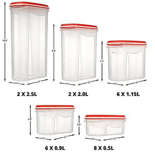 LARGEST Set of 60Pc Airtight Food Storage Containers (30 Container Set) Airtight Plastic Dry Food Space Saver Organizer, One Lid Fits All -Stackable Freezer Refrigerator kitchen Storage Containers RED | The Storepaperoomates Retail Market - Fast Affordable Shopping