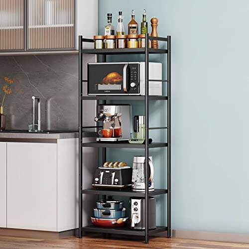 Denkee 5-Tier Kitchen Baker’s Rack, Heavy Duty Free Standing Baker’s Rack for Kitchens Storage with Rolling Wheels, Upgraded Industrial Microwave Oven Stand Rack (23.6 L x 14.6 W x 62.99 H)