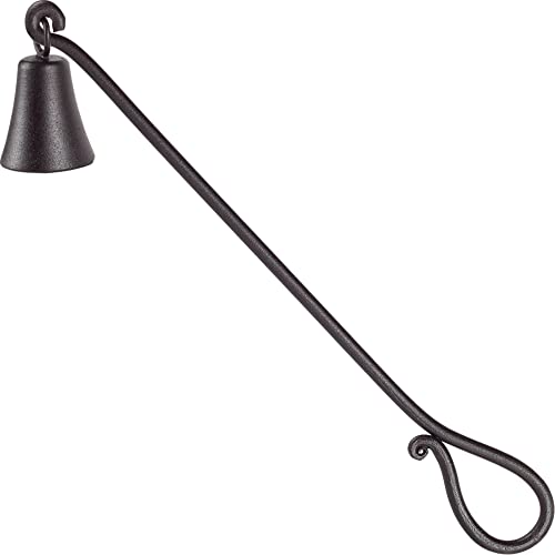 RTZEN Bell Candle Snuffer – Handcrafted Decorative Rustic Wrought Iron Candle Extinguisher Candlesnuffer with Long Handle – Unique Black Matte Farmhouse Decor Candle Accessories Gift