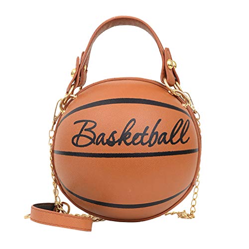 Freie Liebe Basketball Purse For Women Cross Body Handbag Girls Messenger Bag Tote Shoulder PU Leather Round Handbags