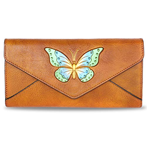 Genuine Leather Wallets for Women RFID Blocking Purse Vintage All in One Organizer Handmade Long Wallet Luxury Clutch (Brown)