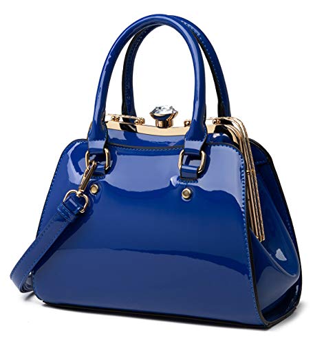 LJOSEIND Shiny Patent Leather Handbags Shoulder Bags Fashion Satchel Purses Top Handle Bags for Women