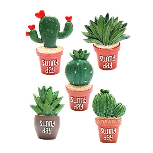 Cute 5pcs Cute Succulents Plant Fridge Magnet Creative Resin Fridge Magnets Home Decoration (Random Style)
