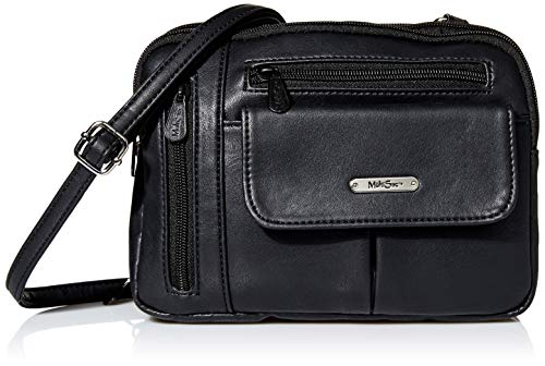 MultiSac womens Zippy Triple Compartment Crossbody Bag Cross Body, Black (Vintage Nappa), One Size US