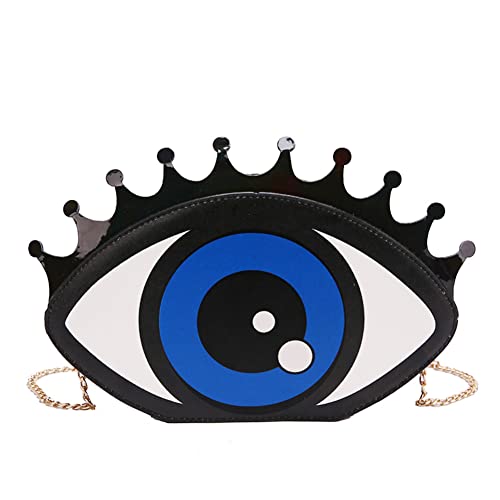 Evil Eye Lash Quirky Bag Novelty Evening Chain Purse Odd Shoulder Handbag for Women Girls (Blue) Medium