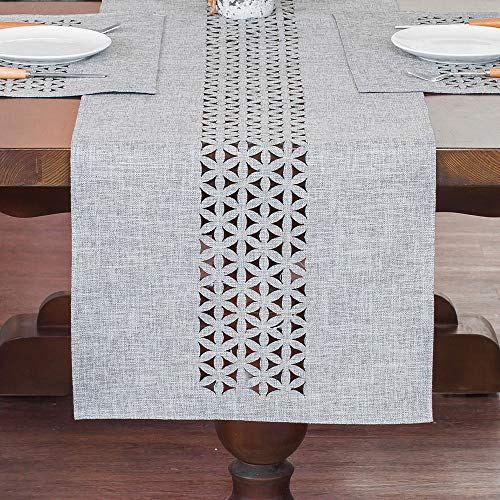 ARTABLE Rectangle Table Runners Fabric Home Gary Table Runner with Well-Trimmed Edge for Picnics Indoor and Outdoor Dining Holiday Long Tables (Gray, 16 x 70 Inch)