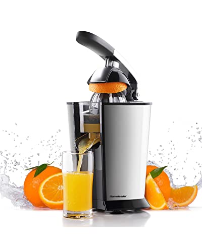 Homeleader Electric Citrus Juicer – Powerful Electric Orange Juicer, Lemon Squeezer with Two Cones, Powerful Motor for Grapefruits, Orange and Lemon, Black