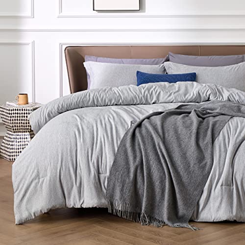 BEDSURE Queen Comforter Set Grey – Bedding Comforter Set, All Season Cationic Dyeing Bedding Set 2 Pillow Shams (Queen/Full, 88×88 inches, 3 Pieces)