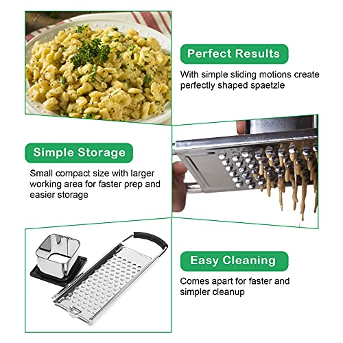 AHIER Stainless Steel Spaetzle Maker Homemade Noodle Dumpling Making Tool with Safety Pusher and Comfortable Rubber Handle, include Cleaning Brush and Silicone Spatula | The Storepaperoomates Retail Market - Fast Affordable Shopping