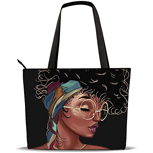 Women Tote Bag Shoulder Handbag African American Melanin Poppin Oxford Large Capacity Work Fit