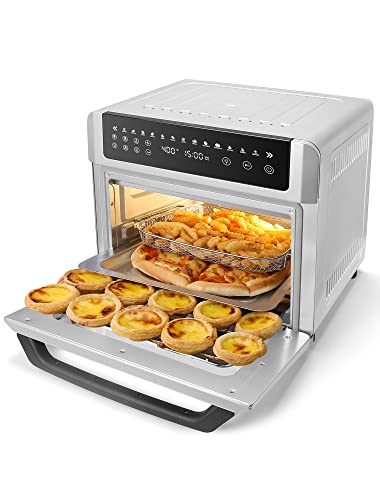 Gevi Air Fryer Toaster Oven Combo, Big Digital LED Screen Convection Oven with Grill and Dehydrator, Oversized Capacity Countertop Oven with Online Recipes