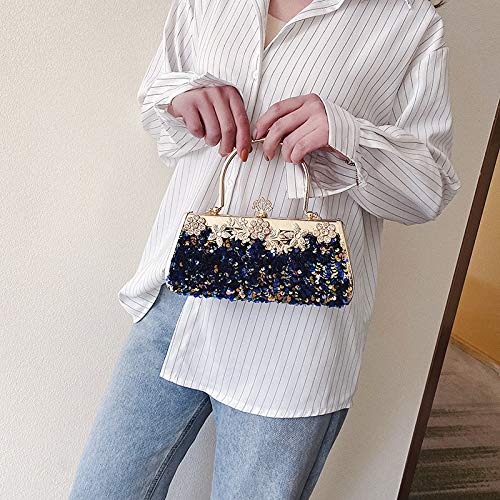 UMREN Women’s Evening Handbags Vintage Beaded Sequin Design Large Clutch Purse for Wedding Bridal Navy | The Storepaperoomates Retail Market - Fast Affordable Shopping