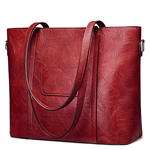 S-ZONE Faux Leather Tote Bag for Women Tote Shoulder Bag Ladies Large Work Purse Handbag