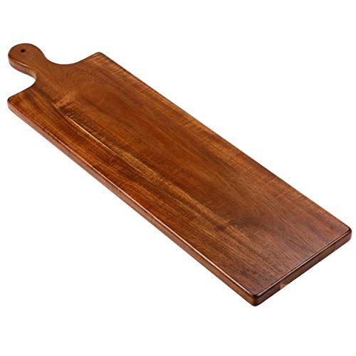BirdRock Home 31.5” Acacia Wooden Cheese Serving Board with Handle – Large – Extra Long – Party Charcuterie for Appetizers Food Kitchen Platter – Bread Meat Fruit Display – Natural Wood – Espresso