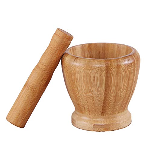 Useful 2pcs Useful Kitchen Household Garlic Pugging Pot Pedestal Bowl Mortar and Pestle Set for Home Restaurant (M Size)