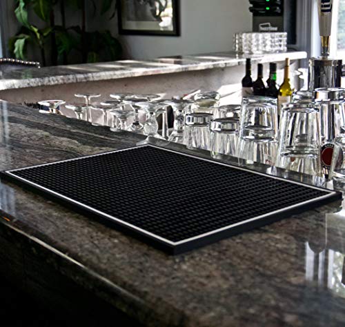 Highball & Chaser Premium Bar Mat 18in x 12in 1cm Thick Durable and Stylish Service Bar Mat for Spills, Coffee, Bars, Restaurants, Counter Top Dish Drying Mat, Glass Drying Mat | The Storepaperoomates Retail Market - Fast Affordable Shopping