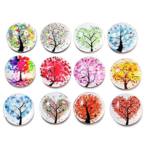 WOTOY Life Tree Landscape Tree Time Gem Crystal Glass Fridge Magnet for Home Decoration Magnet a Set of 12 Pieces