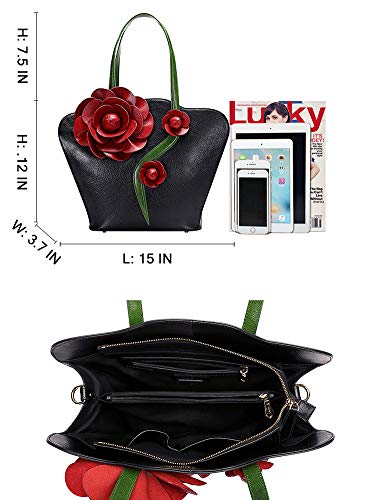 PIJUSHI Designer Floral Purses and Handbags for Women Top Handle Satchel Handbag Ladies Shoulder Bag（20105 Black） | The Storepaperoomates Retail Market - Fast Affordable Shopping