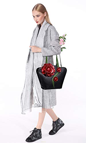 PIJUSHI Designer Floral Purses and Handbags for Women Top Handle Satchel Handbag Ladies Shoulder Bag（20105 Black） | The Storepaperoomates Retail Market - Fast Affordable Shopping