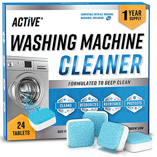 Washing Machine Cleaner Descaler 24 Pack – Deep Cleaning Tablets For HE Front Loader & Top Load Washer, Septic Safe Eco-Friendly Deodorizer, Clean Inside Drum And Laundry Tub Seal – 12 Month Supply