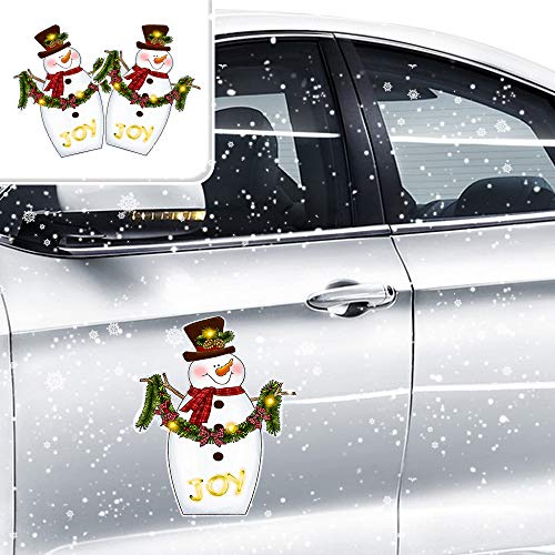 QSUM Christmas Magnets for Refrigerator, 2PCS Snowman Magnetic Reflective Sticker Waterproof Refrigerator for Home, Kitchen, Car, Mailbox, Door Decor