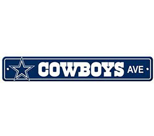 ZMKDLL Cowboys Ave Metal Street Sign 4″x16″ Football Team Logo Avenue Man Cave