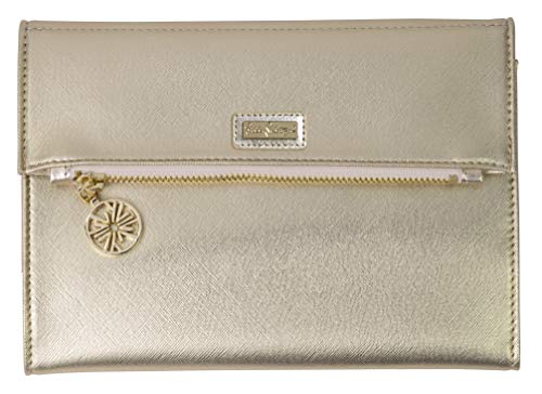 Lilly Pulitzer Women’s Vegan Leather Gold Clutch Purse, Travel Wallet with Pocket Notepad, Metallic Gold
