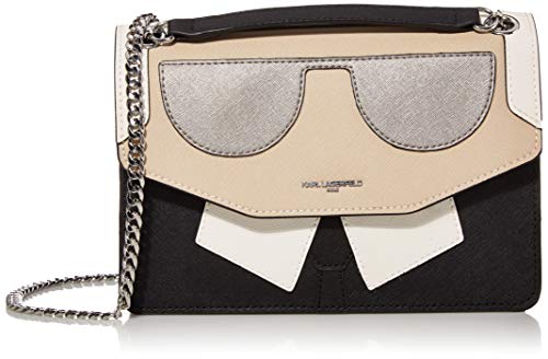 Karl Lagerfeld Paris womens Maybelle Novelty Flap Shoulder Bag, White/Black Karl, One Size US