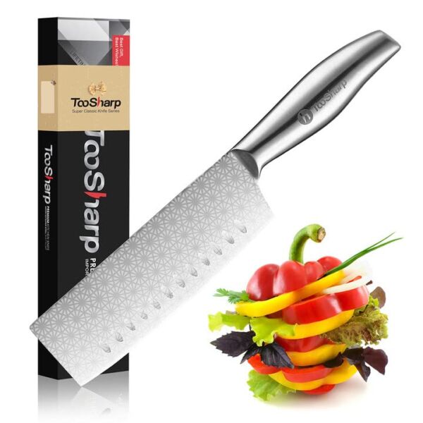 TooSharp Nakiri Vegetable Knife for Cooking, Professional 7 Inch German Stainless Kitchen Knife,Anti-rust And Healthy Handle, Good Sharp Helper for Cooking, Meat, Home and Kitchen