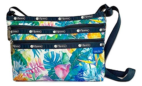 LeSportsac Lauren Roth Uluwehi HAWAII EXCLUSIVE Quinn Crossbody Handbag, Style 3352/Color K605, Vibrant Tropical Flowers & Pineapples, Lauren Roth Signature Printed on Pattern