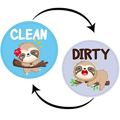 Nidoul Clean Dirty Dishwasher Magnet Sign, Double Sided Flip Indicator, Cartoon Animal Dishwasher Accessories Kitchen Label for Home Organization (Sloth-1, 1)