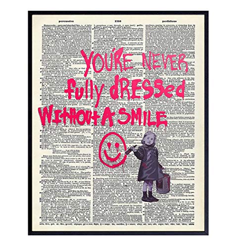 Banksy Inspirational Dictionary Art Print – Motivational Vintage Upcycled Wall Art Poster- Contemporary Chic Home Decor for Bedroom, Bathroom, Office, Girls, Teens Room – Gift for Women, 8×10 Unframed