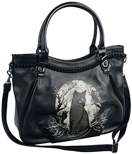 Lost Queen Hecate in Full Moon Crossbody Handbag Gothic Black Cat Alternative Purse